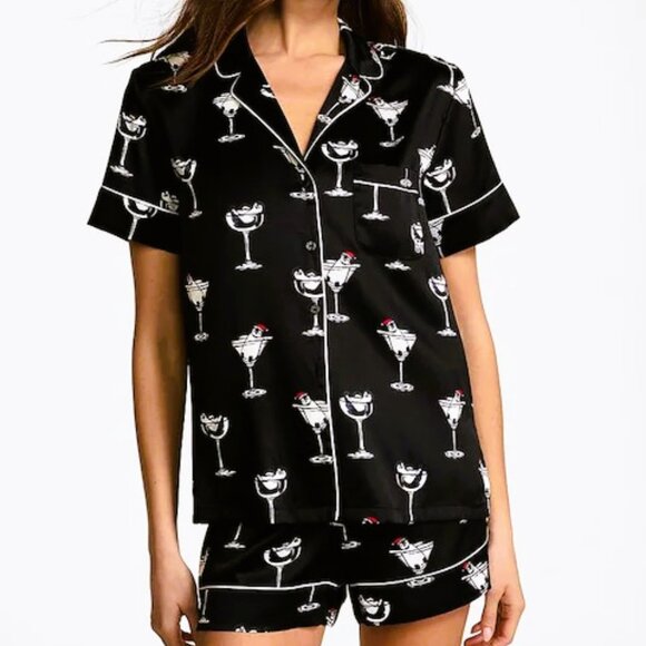 NWT - Victoria's Secret Black Satin Short PJ Set - Small - Picture 1 of 7
